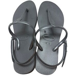 Havaianas Luna Black Slingback Sandals Womens Size 11/12 Rubber Flip Flops